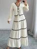 Women's Clothing Lace Layered Pleated Lantern Sleeve Bow Shirt And Skirt Suit For Women_ecoleips.com