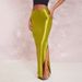 Verve D24SK279 New Style Summer Draped Satin Multi-color Mid-length High-waisted Bodycon Skirt_ecoleips.com