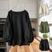 cross-border Loose Casual Solid Color Round Neck Long Puff Sleeve Shirt_ecoleips.com