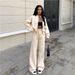 Women's Clothing Autumn And Winter Fashion Personalized Zipper Leisure Sports Suit Long Sleeve Casual Pants Two Piece Set_ecoleips.com