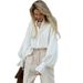 Women's Clothing Summer New Fashion Lapel Loose Simple Design Long-sleeved Shirt Top_ecoleips.com