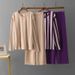 Women's Fashionable Two Piece Set European And American Style Striped round Neck Split Knit Top High Waisted Wide Leg Trousers_ecoleips.com