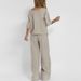 K Casual And Fashionable Pocket Pants Beach Suit Short Sleeved Top Pullover Set Women's Solid Color Two-piece Set_ecoleips.com