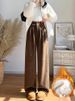 K Wide Leg Pants For Women With Thickened Velvet, New Straight Leg Suit Pants_ecoleips.com
