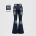 European American Cross-border Hot-selling Women's Clothing: Slim-fit, Slightly Flared Jeans With Back Pocket Embroidery_ecoleips.com