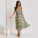 European And American Foreign Trade Summer New Women's Printed Ruffled Strap Dress_ecoleips.com