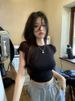 Design Sense Lace Up Backless Sleeved T-shirt For Women's Summer 2025 New Slim Fit Short Style Spicy Girl Casual Student_ecoleips.com