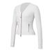 Caijue Women's Deep V Neck Yoga Jacket Long Sleeve Slim Fit Sports Top Double Zipper Short Running Fitness Fitness Jacket_ecoleips.com