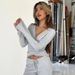 Women's Y2K Style V Neck Long Sleeve Top And Casual Trousers Set Sexy Spring Fashion Wholesale_ecoleips.com
