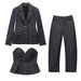 TAOP&ZA European American 2025 Summer New Women's Denim Skirt-style Blazer And Tube Top Jeans Set_ecoleips.com