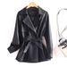 Women’s Slim-Fit Cropped Faux Leather Jacket – Korean-Inspired Biker Style (Spring & Autumn Lightweight)_ecoleips.com