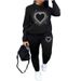 Women's Clothing Love Print Tops All Match Long Sleeved Sweater Suit_ecoleips.com