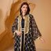 Muslim Dress Women Elegant Muslim Abaya Set With Embroidered Tulle & Gold Trim – Modest Long Sleeve Dress & Underskirt (5 Sizes)_ecoleips.com