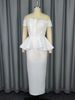 Elegant Strapless Ruffle Hem Dress - White Bridesmaid Wedding Party Cocktail Formal Gown_ecoleips.com