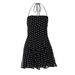 Sweet Mini Dress Polka Dot Print Style Fitted Waist Strapless Design Halter Neck Women's Clothing_ecoleips.com