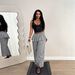 2026 Women's High-Waisted Wide Leg Pants Spring Summer Fashion Plaid Design With Hip Curtains And Jogger Style_ecoleips.com