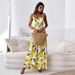 Women's Clothing Sweet Suspender Print Backless Character Dress Long Skirt_ecoleips.com