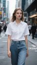 Women's White Shirt Loose Fit Long Sleeves Extra Long Style New Style plus Size Clothes_ecoleips.com