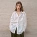 Women's Lightweight Pure Linen Shirt Long Sleeved Sophisticated Simple Solid Color Lapel Cardigan Loose Fitting Sun Protection Top_ecoleips.com