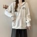 Real Shot Of Foreign Trade Embroidered Hooded Sweatshirt For Women, Spring And Autumn, Thin, Loose Fit, 2024, Pocketed,_ecoleips.com