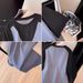 Women's Clothing Fat Girl Loose Slim Stitching Contrast Color Two Piece Dress YD2647_ecoleips.com