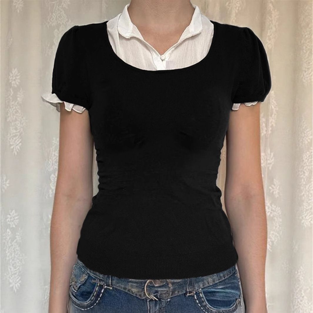 KAIKUO European And American Y2K Hot Girl Style Solid Color Tank Top Short Sleeve Women's Sweater 2025 Spring/Summer_ecoleips.com