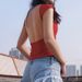Aria Basics Aria Basics 2024 New European And American Fashion Backless Short-Sleeve T-Shirt, Sexy Stretchy Women's Top, Slim Fit, Round Neck_ecoleips.com
