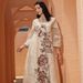 NC78 Women's Mesh Embroidered Dress Robe New Style Heavy Appliqué Patchwork Muslim Fashion Clothing_ecoleips.com