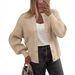 Women's Long Sleeve Knit Cardigan With Button Front, Cozy Chunky Knit Sweater, Round Neck Open Front Casual Fall Fashion Top_ecoleips.com