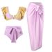 Women's Clothing Print High Waisted Slimming One Piece Swimsuit For Women, Hot Spring Vacation Beach Dress, Three Piece Bikini Set_ecoleips.com