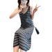Women's Knitted Lace Camisole Summer High-End Dress, 2026 New Style, Elegant Bodycon Long Dress_ecoleips.com