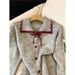 Women's Color Block Knit Cardigan Sweater With Lapel And Tie Detail Sophisticated Sweet Style New Design_ecoleips.com