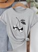 European And American Cross-border Foreign Trade Clothing, Cherry Pattern Round-neck Printed Women's Short-sleeve_ecoleips.com