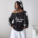 Spring/Summer Women's Fashion Drop Shoulder Sleeve Striped Top Loose Fitting Versatile Street Style Wholesale_ecoleips.com