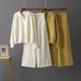 Women's Chunky Knit Sweater Set Autumn Winter Loose Fit Polo Collar Sweater And Wide Leg Pants Two Piece Set Comfortable Angora Blend_ecoleips.com
