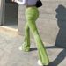 K European And American Style New Women's Pants Fashionable Solid Color Tight Fit High Waisted Slightly Flared Pants Elastic Bottom Casual Pants_ecoleips.com