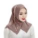 Women's Clothing Muslim Accessories Elegant Crystal Linen Scarf With Beaded Flowers & Fringe – Stylish Middle Eastern & African Head Wrap, Versatile_ecoleips.com