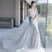 Luxurious High-End Mermaid Style Evening Gown With Long Train Halter Neck Wedding Dress For Banquet Hosts Sexy Haute Couture Party Wear_ecoleips.com