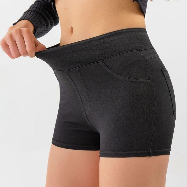 K High Waisted Yoga Denim Shorts For Women, High Stretch Compression Sports, Wearing Fitness Three Quarter Pants For Outdoor Wear_ecoleips.com