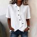 Voya Women's Collar Casual Solid Color Irregular Shirt Temperament Cardigan_ecoleips.com