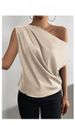 2026 Spring Solid Color Satin Silk Asymmetrical Off-Shoulder Pullover Sleeveless Shirt For Women, European And_ecoleips.com