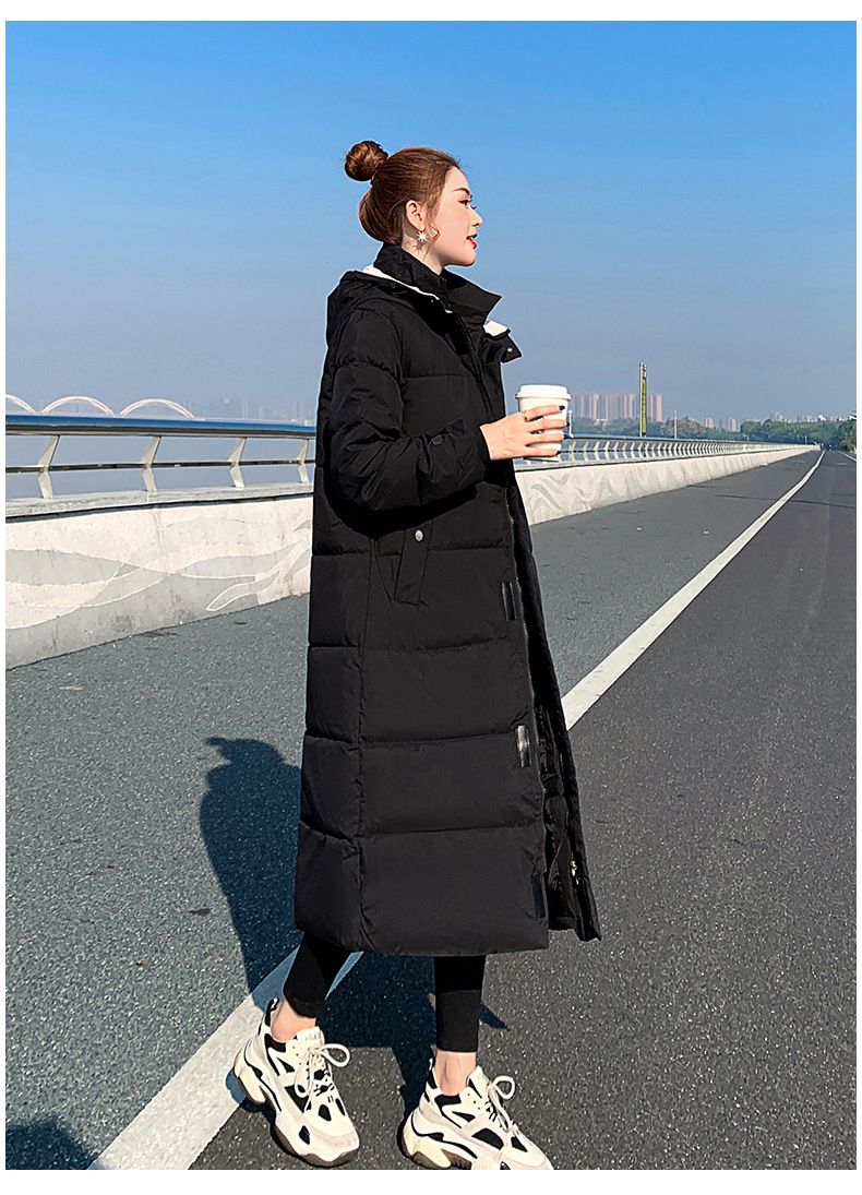 Oversized Knee-Length Puffer Coat – Thick Polyester Cotton Winter Jacket With Hood, 3D Embroidery For Women_ecoleips.com