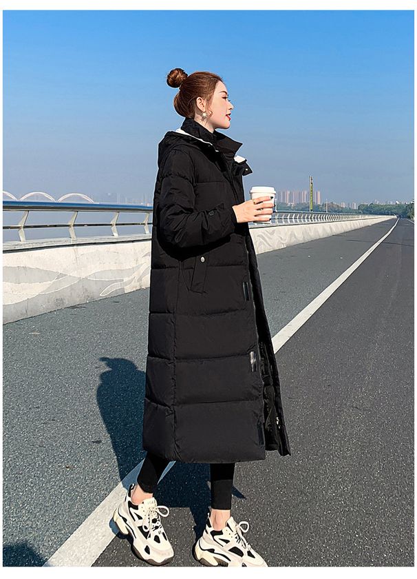 Oversized Knee-Length Puffer Coat – Thick Polyester Cotton Winter Jacket With Hood, 3D Embroidery For Women_ecoleips.com