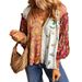 Aria Basics Aria Basics European And American Best-Selling Fashion Floral Print Shirt Women, 2025 Autumn New Style, Contrast Color V-Neck Long_ecoleips.com