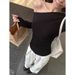 Black, Slimming-Style Dress For Stylish Girls A Korean-Inspired Women's Garment Featuring Slanted Shoulders, Long Slee_ecoleips.com