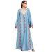Women's Ethnic Style Long Robe Dress Floral Print Embroidered Fashionable Elegant Loose Fitting Evening Gown with Long Sleeves_ecoleips.com