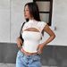 European American Cross-border 2026 Spring-summer New Style Pure And Sexy Lace Splicing Slim-fit Hollow-out Short Top_ecoleips.com