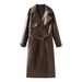 Trendy Slim-Fit Long Leather Trench Coat For Women – Double-Breasted, Waist-Cinching, Edgy Chic Jacket (Black/Brown/Green/Burgundy)_ecoleips.com