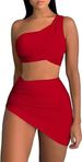 Women's Clothing Swimsuit Split Bikini Solid Color One Shoulder Swimsuit Female Piece Set_ecoleips.com