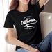 Women's Casual Short Sleeve T-Shirt round Neck Tee with Letter Print Comfortable Cotton Top for Everyday Wear White Black Navy Blue_ecoleips.com
